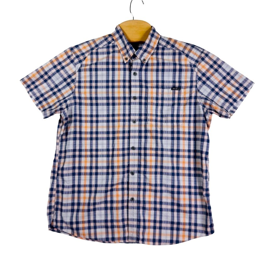 Eddie Bauer‎ Mens L Classic Fit Plaid Short Sleeve Button Up Seerseeker Shirt - Picture 2 of 7